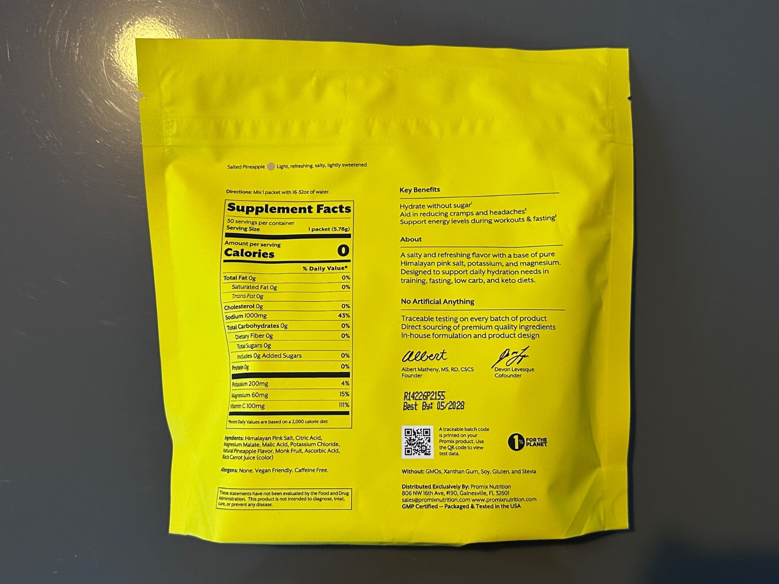 PROMIX Electrolyte Drink Mix, Salted Pineapple. 30 individual 0.20 oz packets.