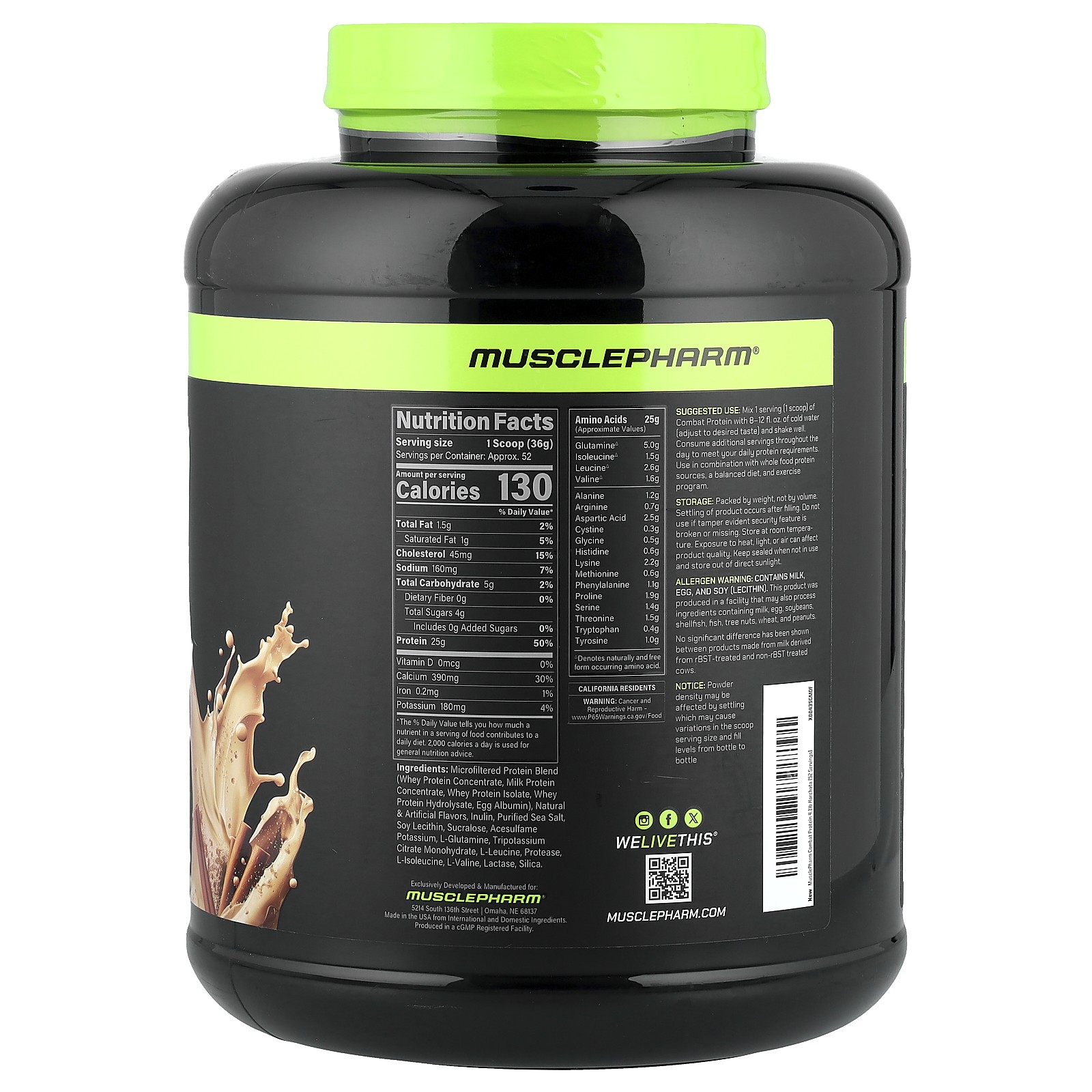 Combat Protein Powder, Horchata, 4 lb (1.8 kg)