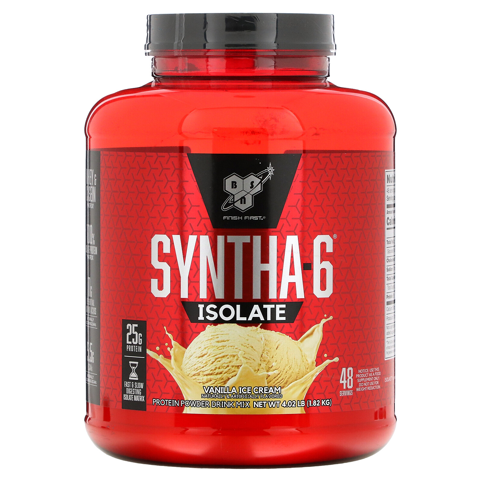 BSN, Syntha-6 Isolate, Vanilla Ice Cream, 4.01 lbs, Whey & Casein Matrix Protein