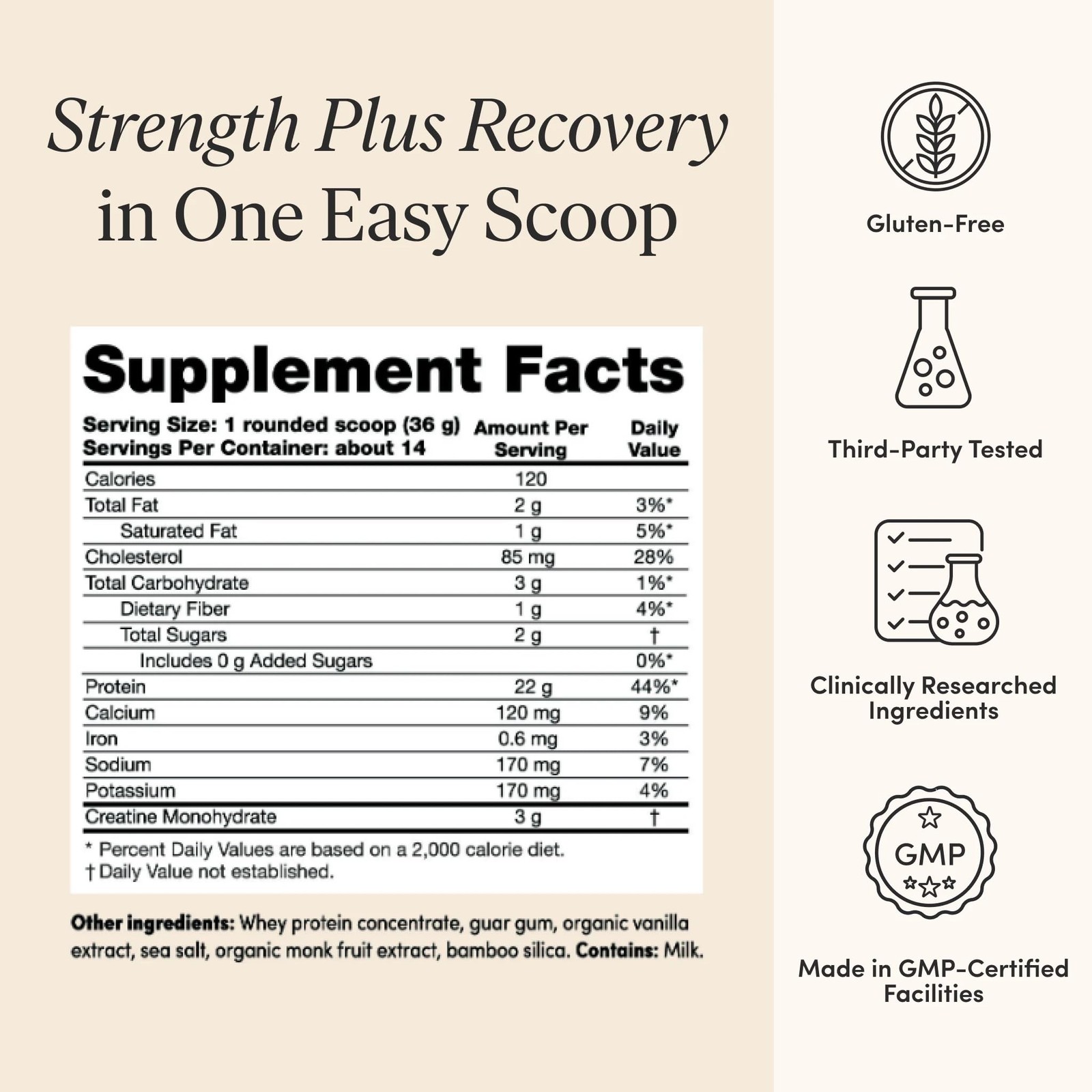 Protein + Creatine, Made with Creavitalis Creatine Monohydrate, Whey Protein,…