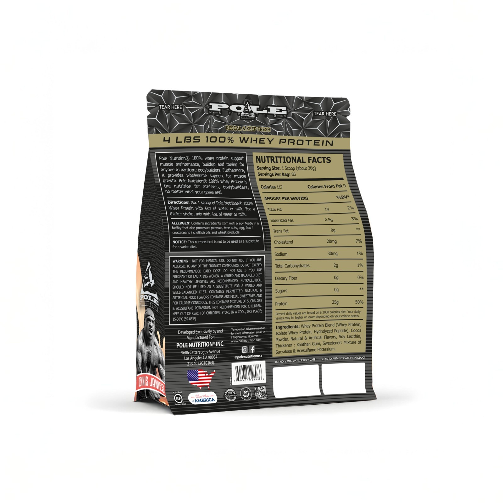 Pole Nutrition Whey protein High Protein Zero Sugar Lean Shake 4 lbs 60 Serving