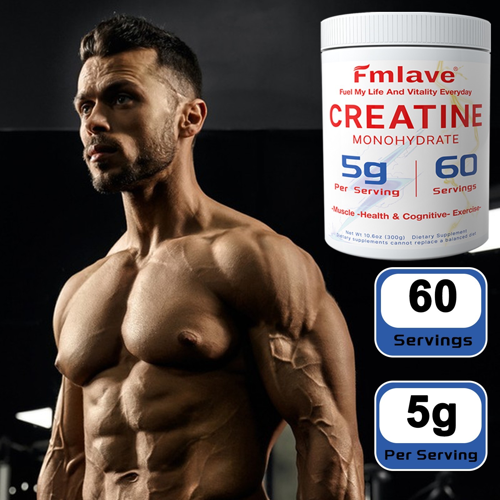 Creatine Monohydrate Powder Pure Micronized Creatine Muscle Recovery + Builder