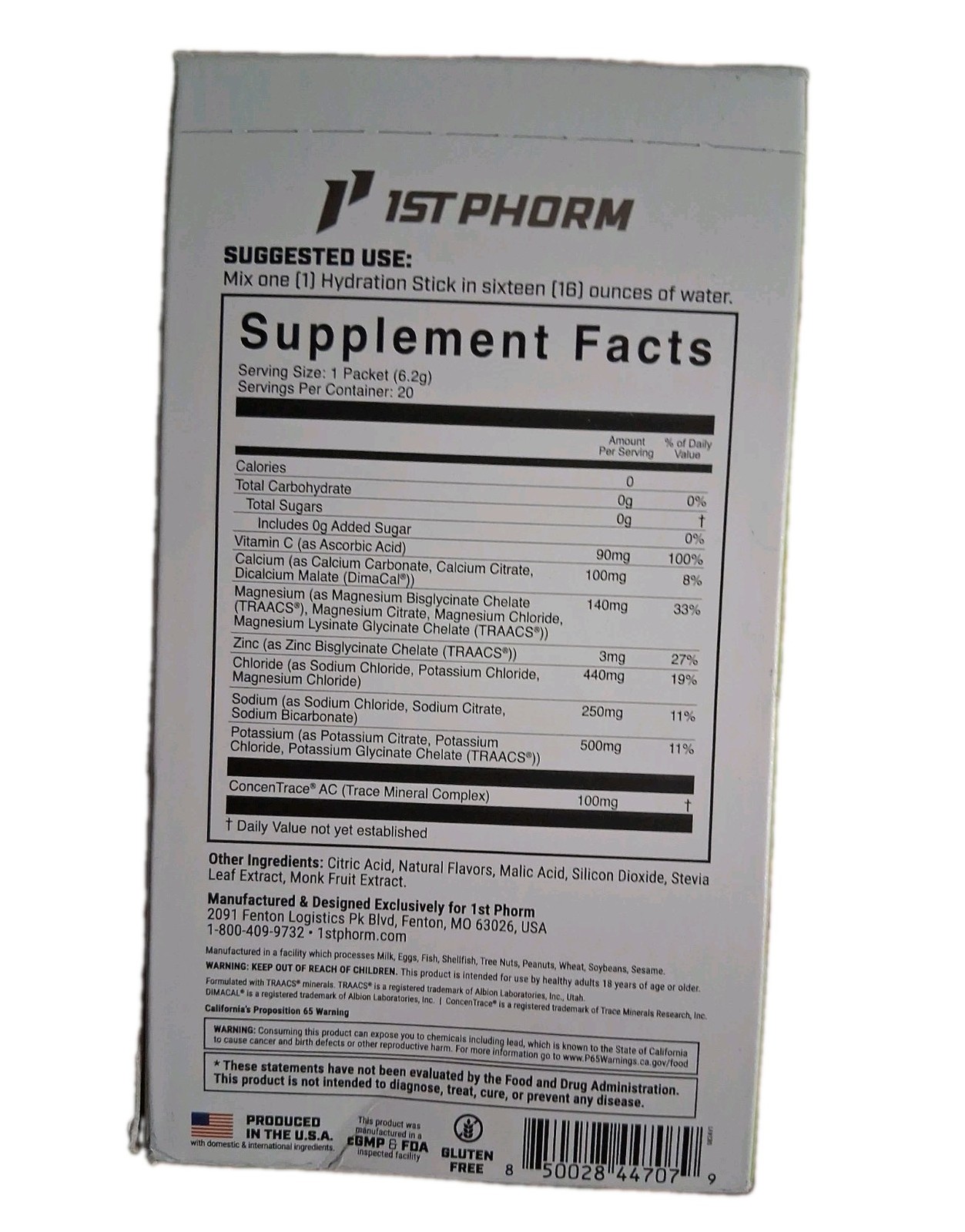 1st Phorm Hydration Sticks Citrus, 3 Boxes