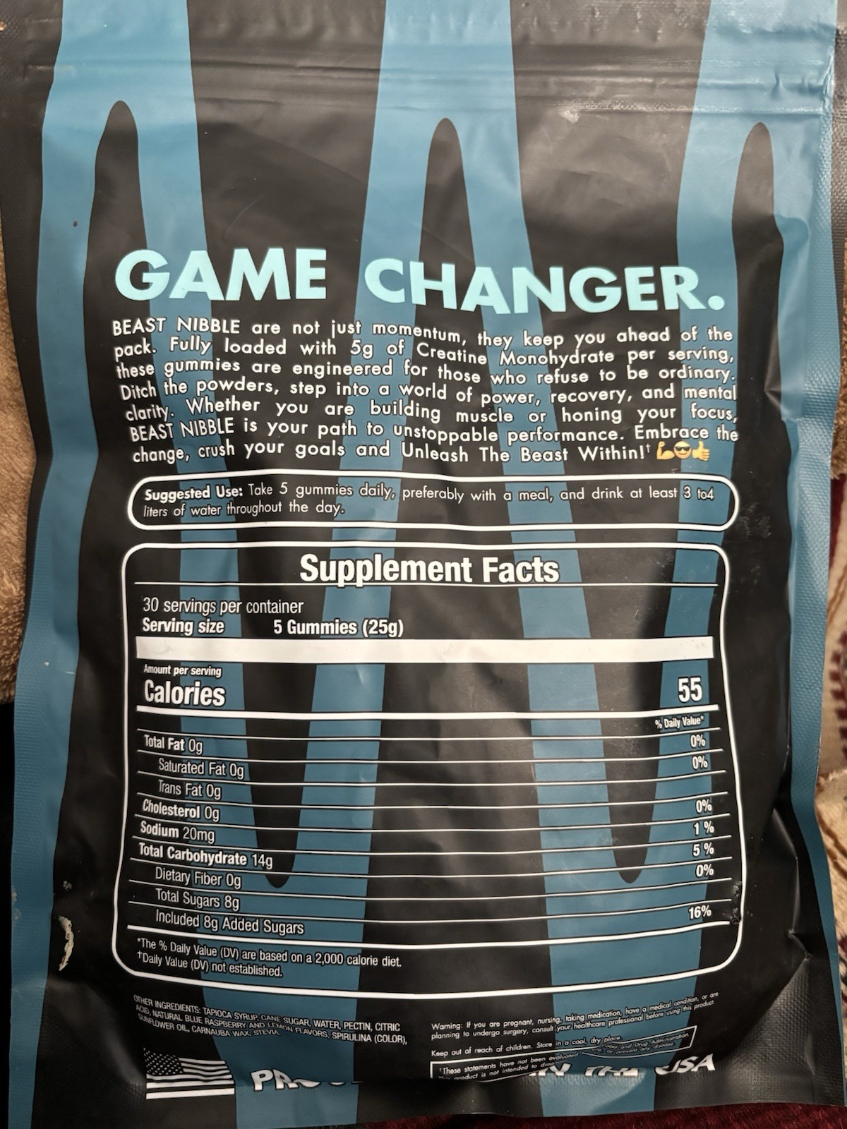 New Sealed Beast Nibble Creatine Gummies Blue Raspberry 150ct/30 Serving