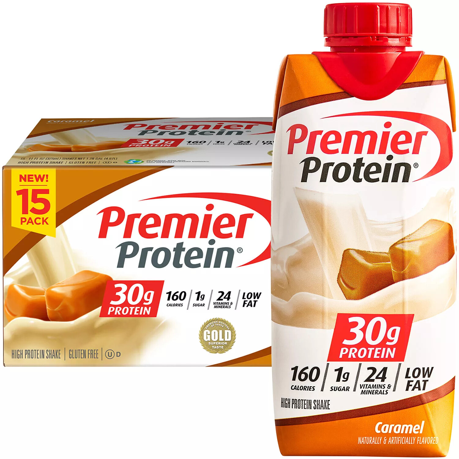 Premier Protein High Protein Shake, Caramel 11 fl. oz., 15 pk.