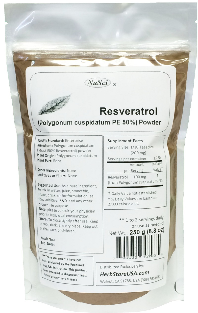 NuSci Natural Trans Resveratrol Powder 100g(3.52oz) Anti-aging longevity