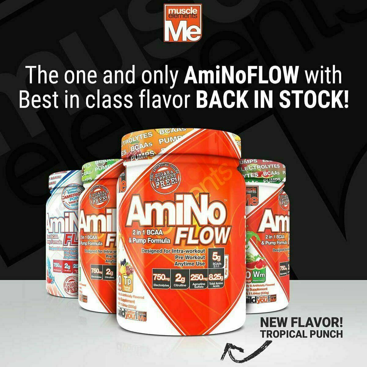 Muscle Elements AmiNO FLOW 2-in-1 BCAA & Pump Formula 30 Servings PICK FLAVOR