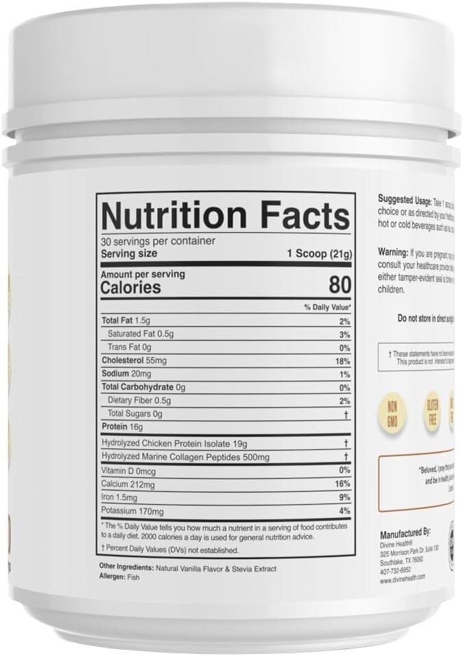 Divine Health Dr. Colbert Keto Zone Vanilla Collagen Powder® (30 Servings)