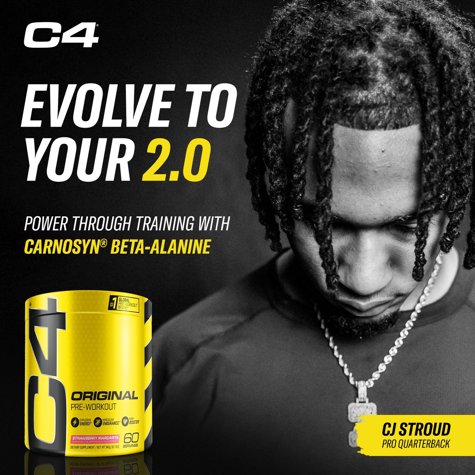 Pre Workout Powder Strawberry Margarita 150mg Caffeine Beta Alanine 60 Servings