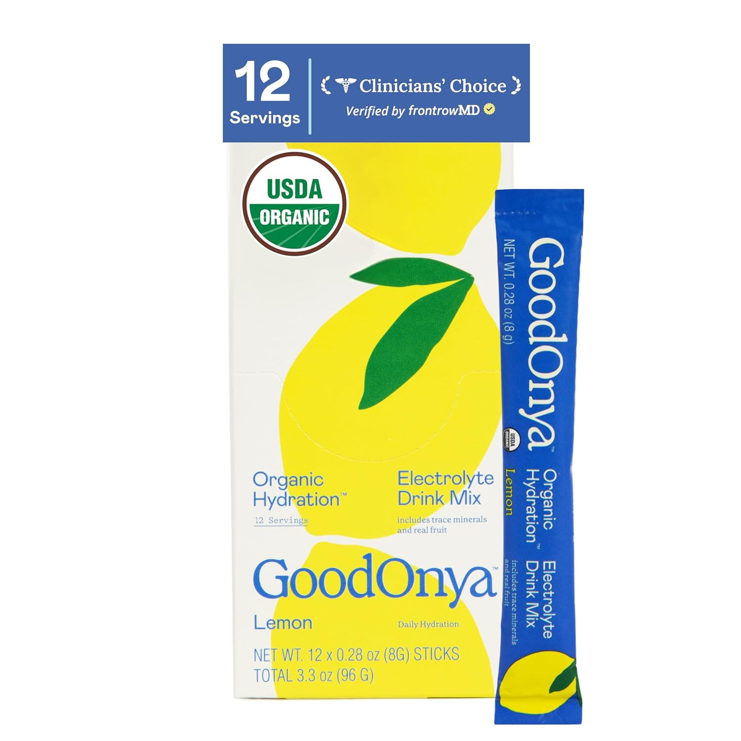 GOODONYA Organic Hydration Electrolyte Drink Mix, Certified Organic Hydration Po