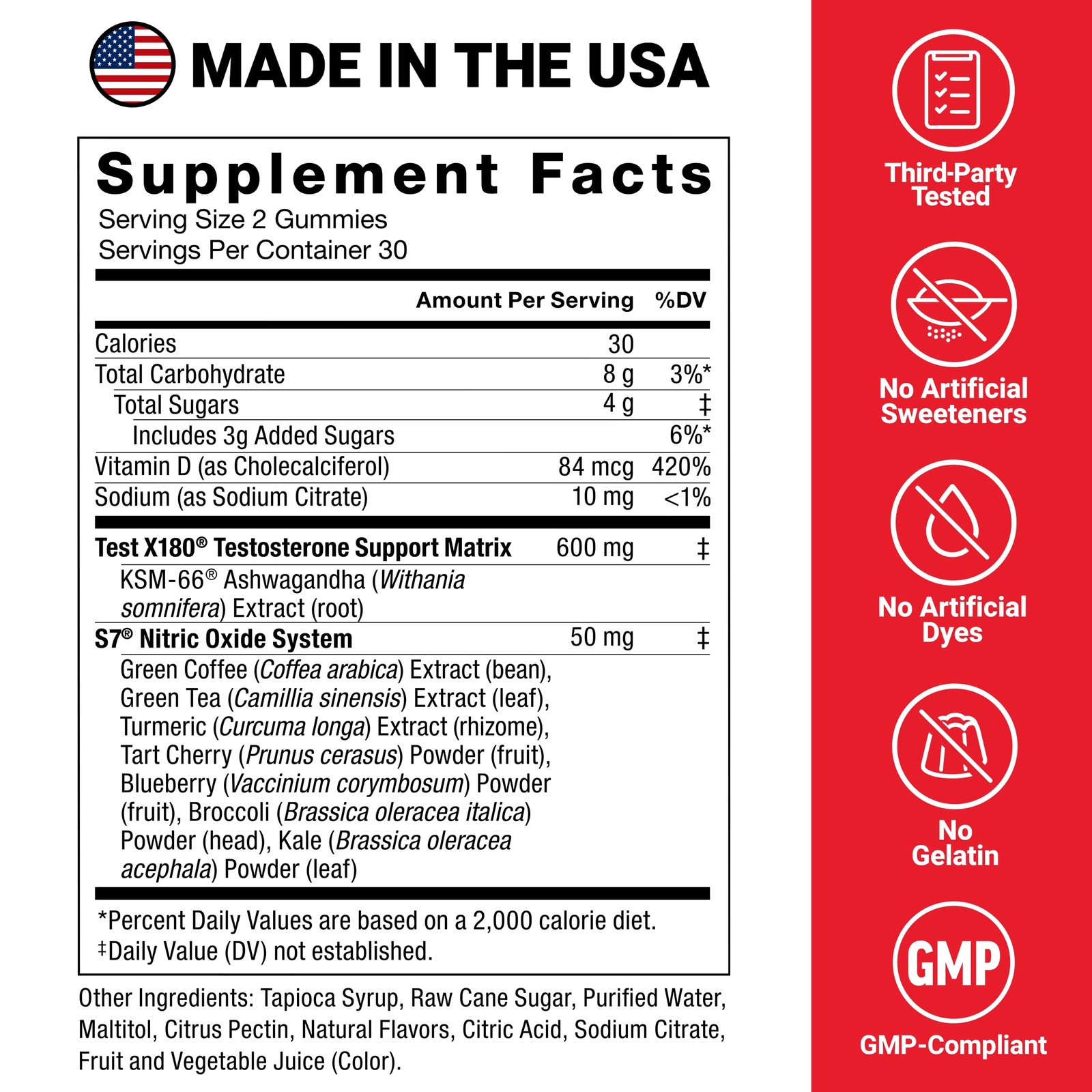 Force Factor Test X180 Max Gummies, 60 Count (Pack of 1), Ksm-66 Ashwagandha