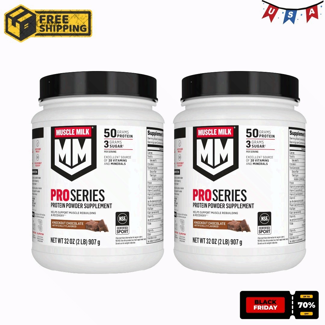 2P Muscle Milk Pro Series Protein Powder Supplement, Knockout Chocolate, 2 Pound