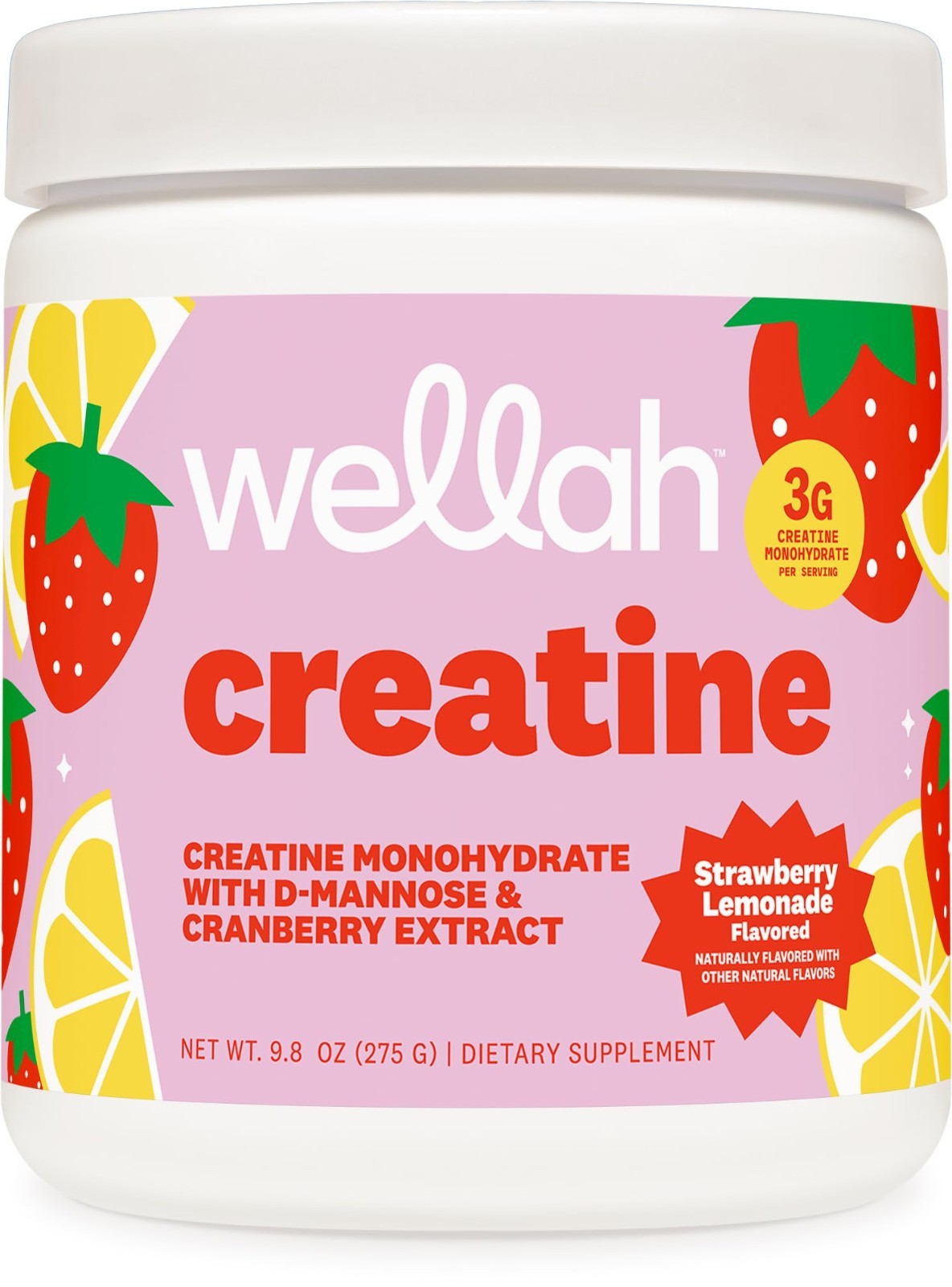 Creatine Monohydrate for Women – Strawberry Lemonade Flavor, 50 Servings, Dandel