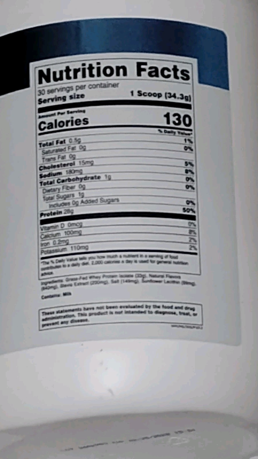Transparent Labs 100% Grass Fed Whey Protein Isolate French Vanilla 30 Serving