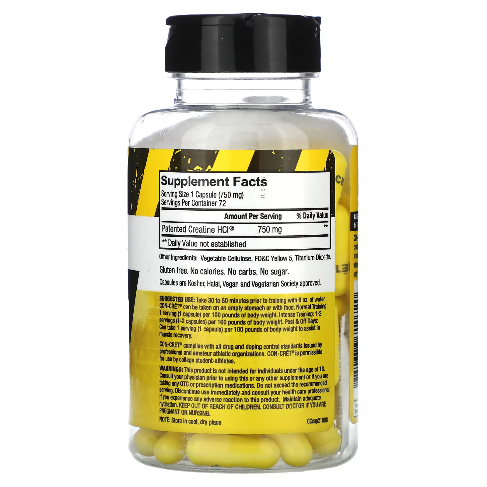 2 X Con-Cret, Creatine HCl, 72 Capsules (750 mg per Capsule)