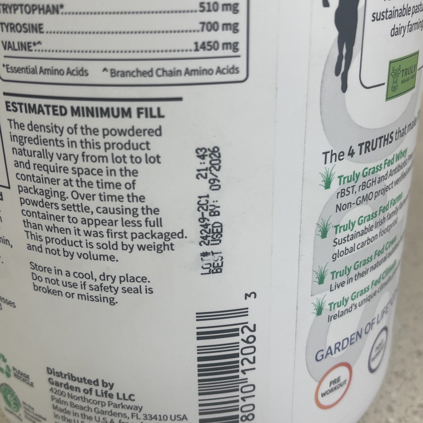 Garden of Life SPORT Certified Grass Fed Whey – Chocolate (20 Servings) EXP 9/26