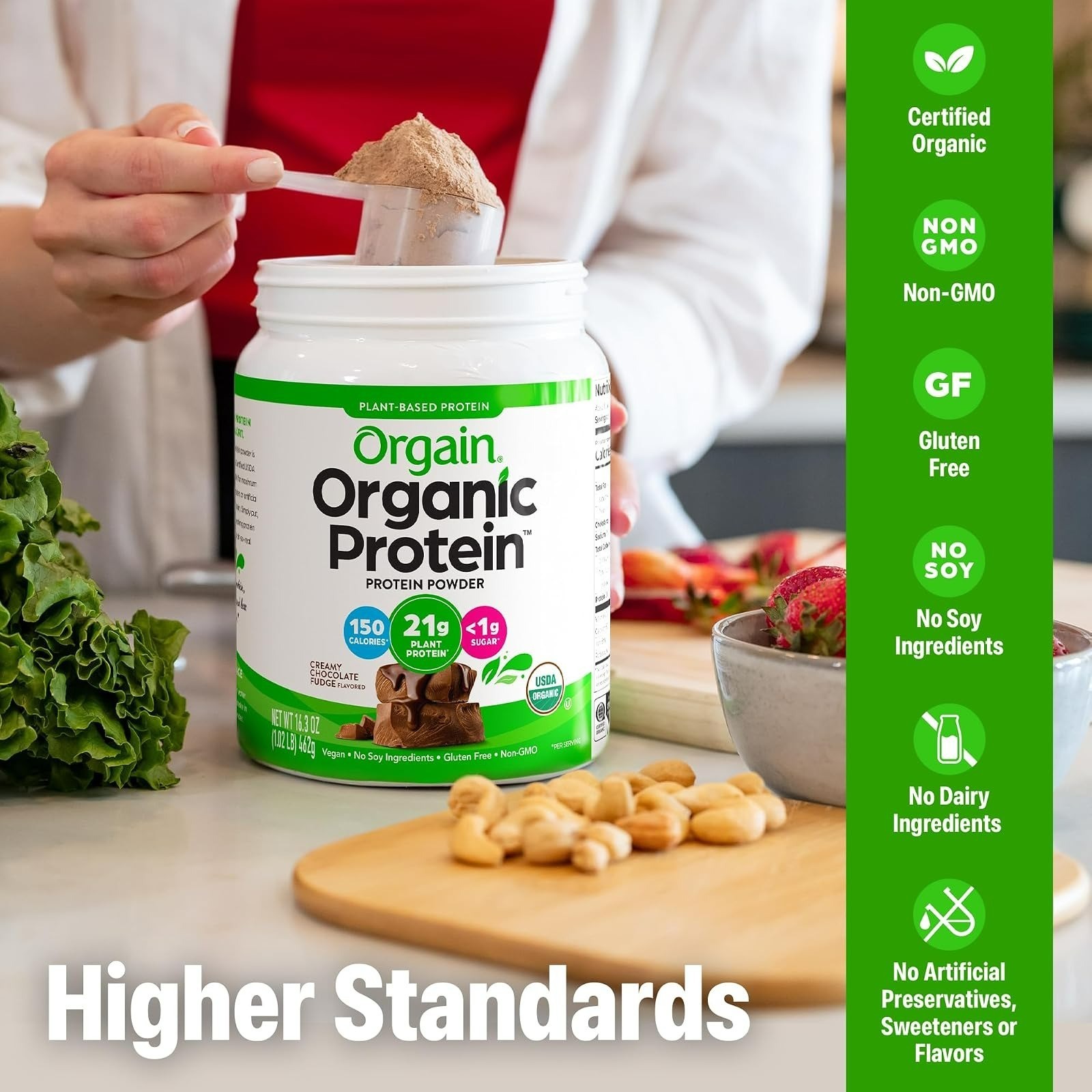 Orgain Organic Vegan Protein Powder 21g Creamy Chocolate Fudge 2.03 lb