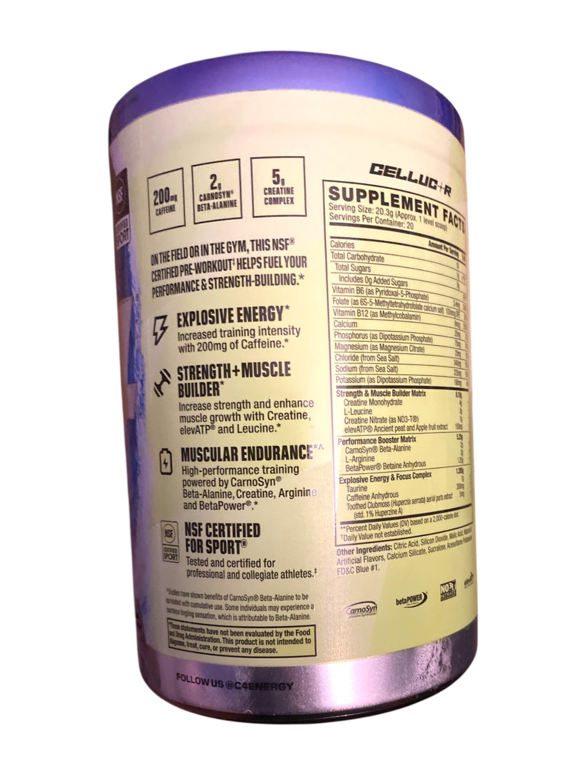 C4 Sport Strength Hawaiian Punch Berry Blue Typhoon Pre-Workout 20 Servings 406g