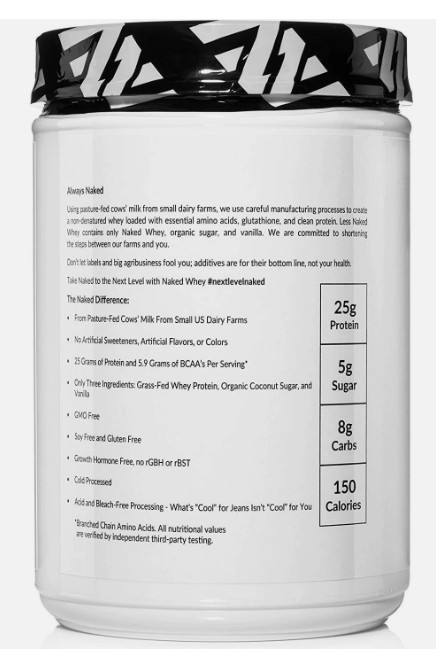NAKED Vanilla Whey Protein 1Lb, Only 3 Ingredients Aid Muscle Growth, 12 Serving