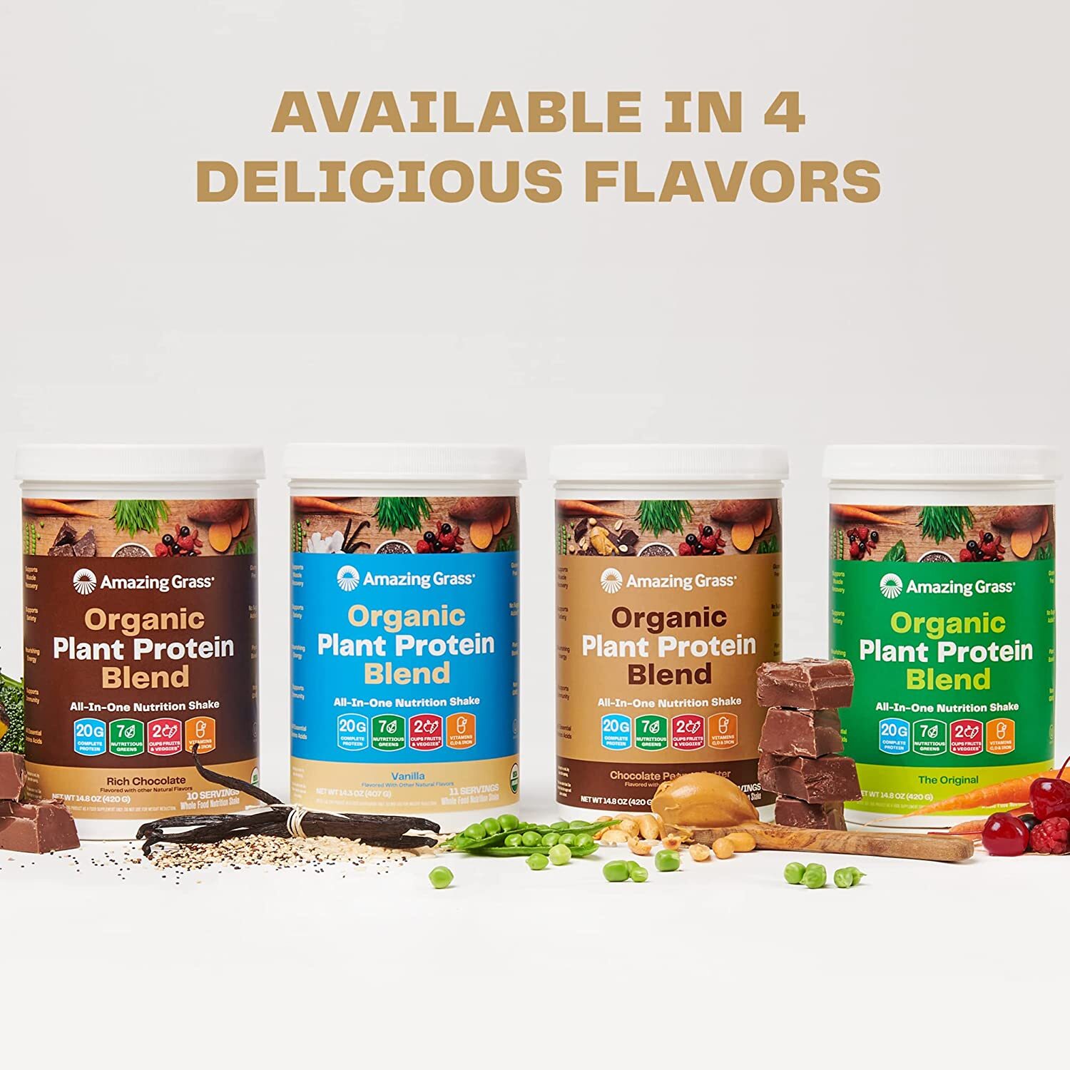 Amazing Grass – Organic Vegan Plant-Based Protein Powder – CHOOSE FLAVOR
