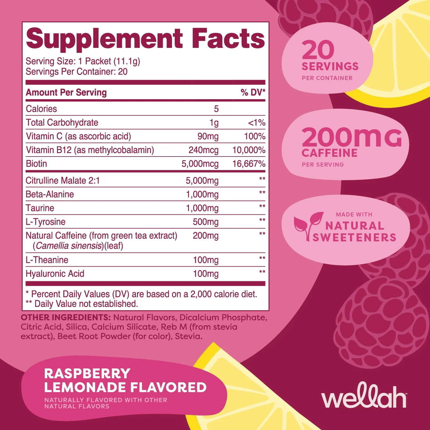 Get-Going Raspberry Lemonade Flavored Pre-Workout Stickpacks (20 Servings)