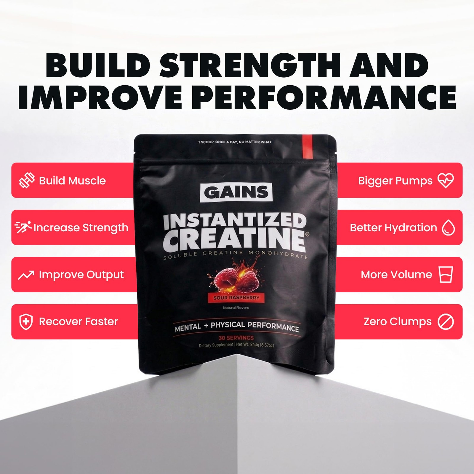 Gains in Bulk Instantized Creatine Monohydrate for Men & Women, Soluble Pre W…