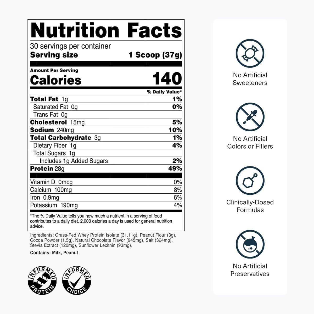Transparent Labs Grass-Fed Whey Protein Isolate – Naturally Flavored, Gluten Fre