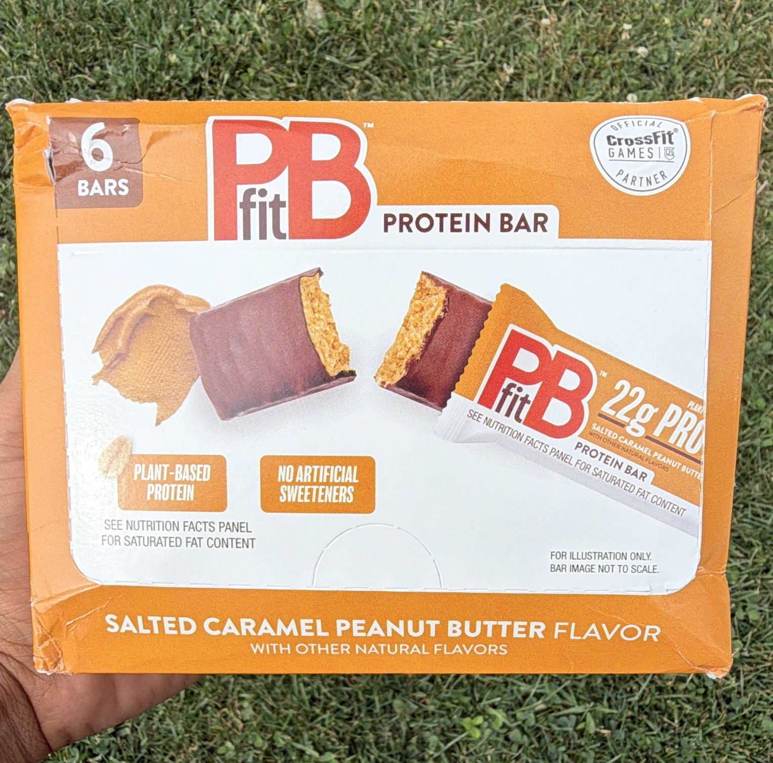 PBfit Salted Caramel Peanut Butter Protein Bars 6 Count Plant-Based Protein