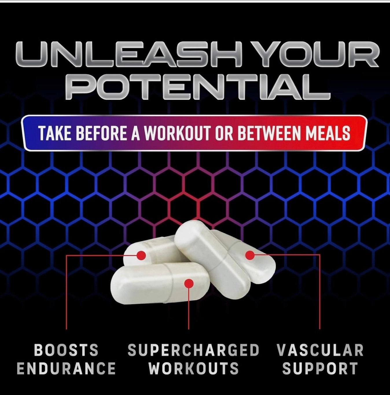 Nitric Oxide Booster 3000mg L-Arginine 3X Extra Strength Capsules