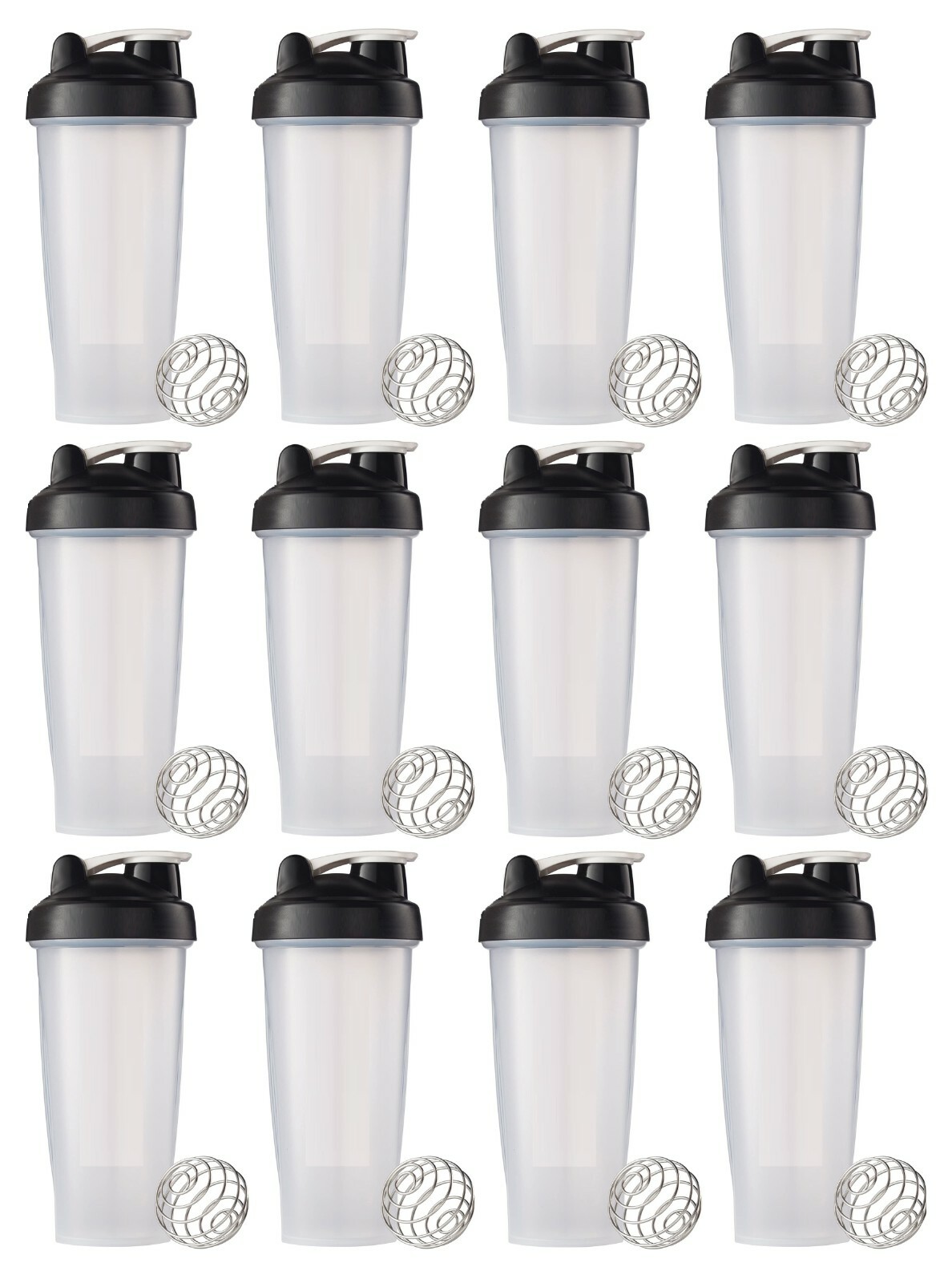 Shaker Bottle 24oz (Americas Blender) Mixer, Black “Pack Of 12” 