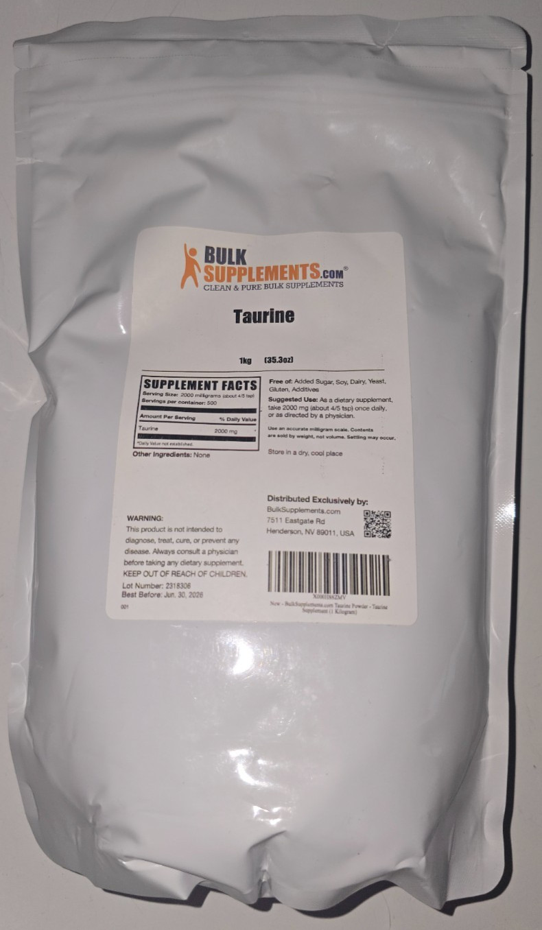 BulkSupplements Taurine Powder 1 KG – 2g Per Serving
