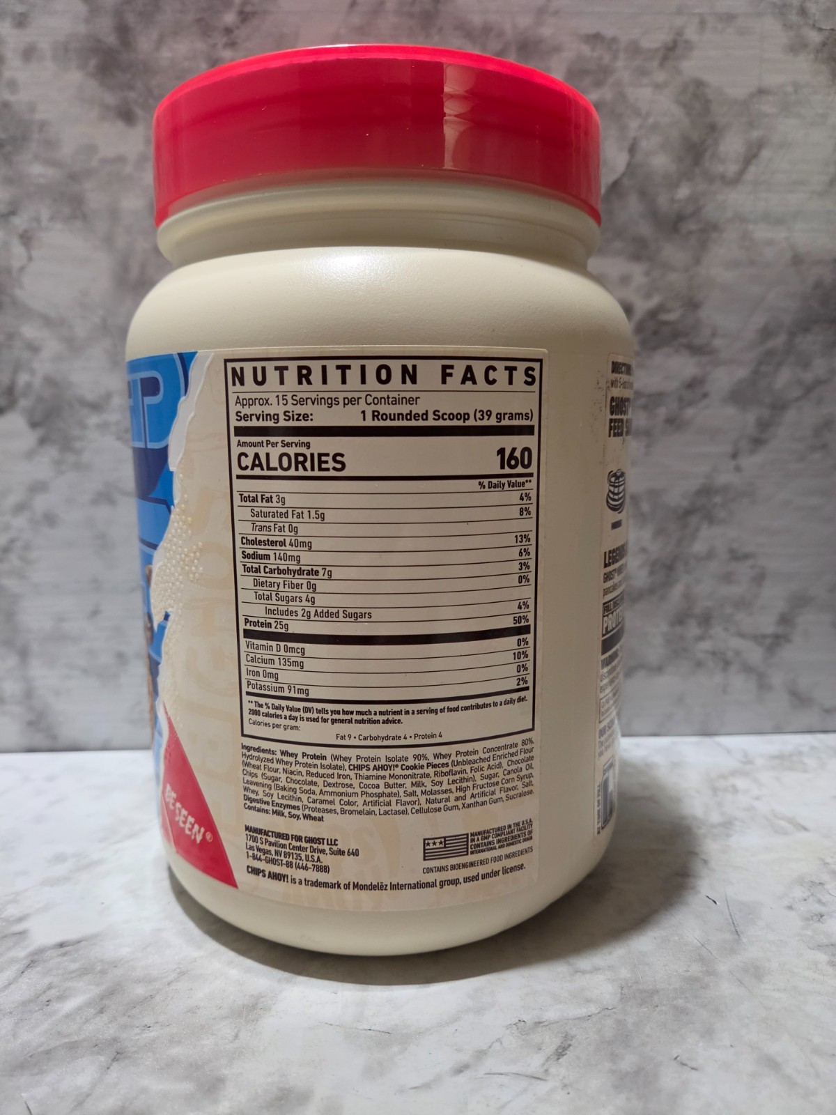 Ghost Whey Protein Powder 25g Chips Ahoy 15 Servings 1.3 LB 8/2027