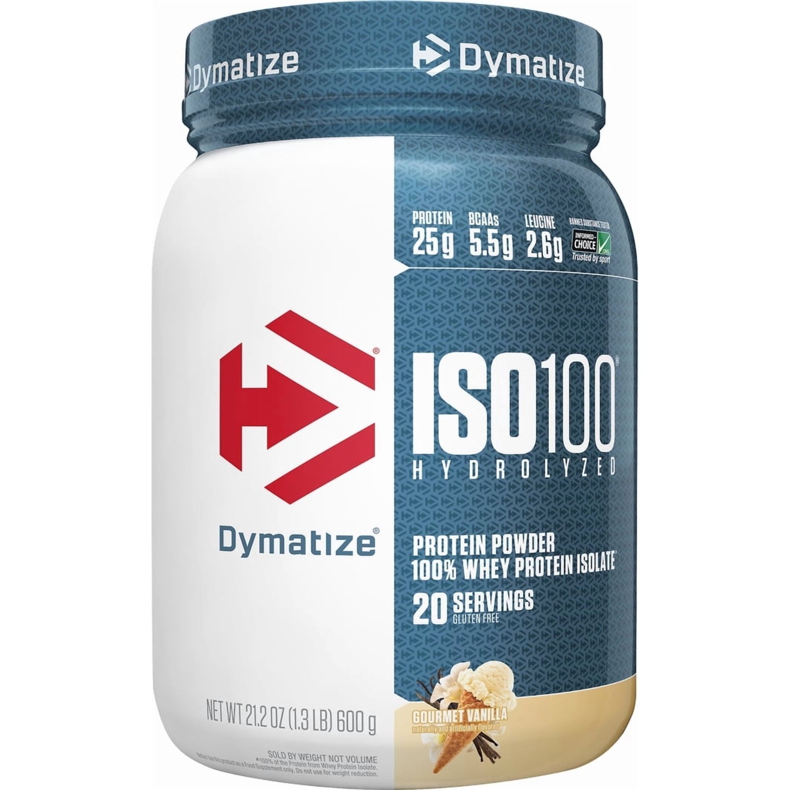 Dymatize ISO100 Hydrolyzed Whey Isolate Protein Powder, Gourmet Vanilla, 20 Serv