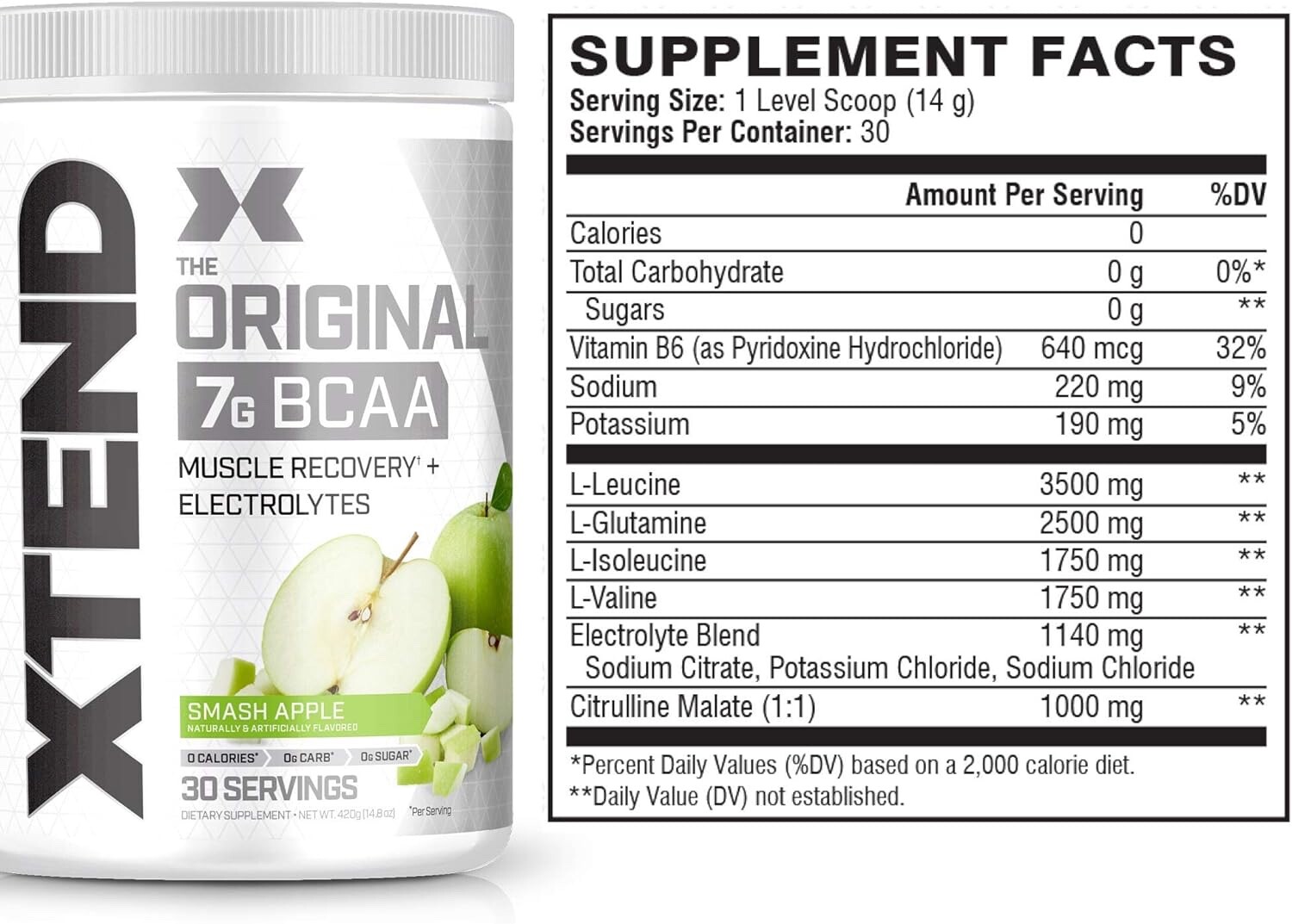 XTEND The Original 7G BCAA, Natural Zero Smash Apple, 14.3 oz (405g)