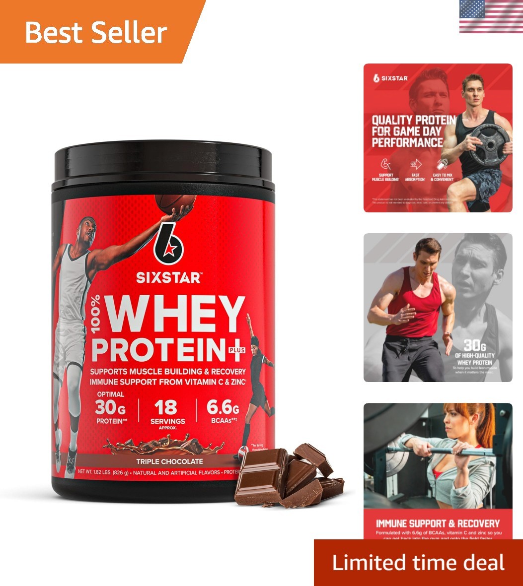 30g Per Serving Whey Protein Powder Plus – Triple Chocolate Flavor, Gluten-Free