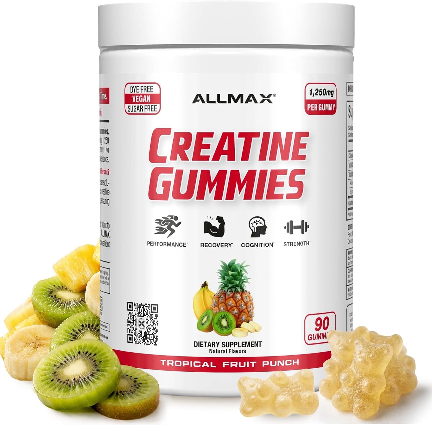 Creatine Gummies, Tropical Fruit Punch, 90 Count, 1250 mg