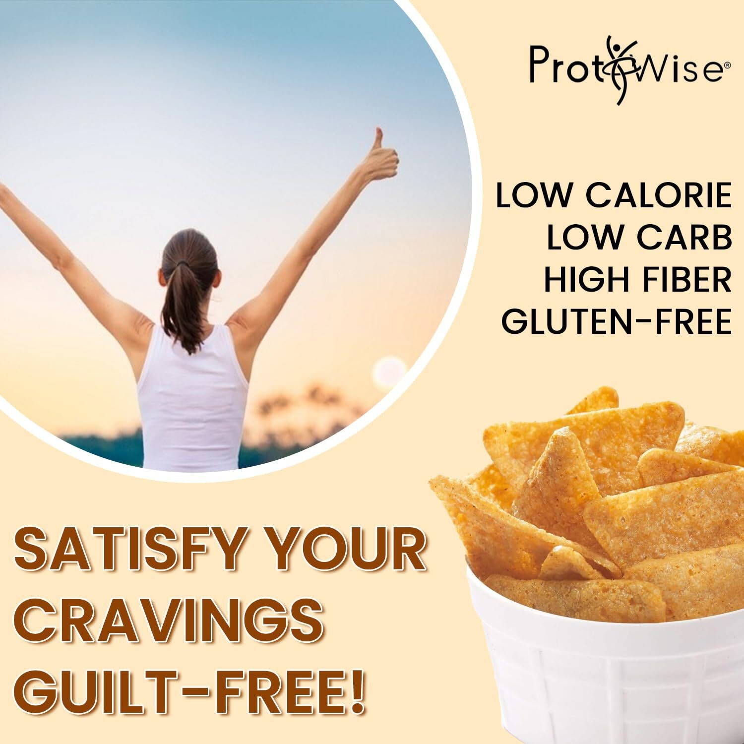 ProtiWise Spicy Nacho Cheese Protein Chips | Healthy Snack | Low Carb Keto 7ct