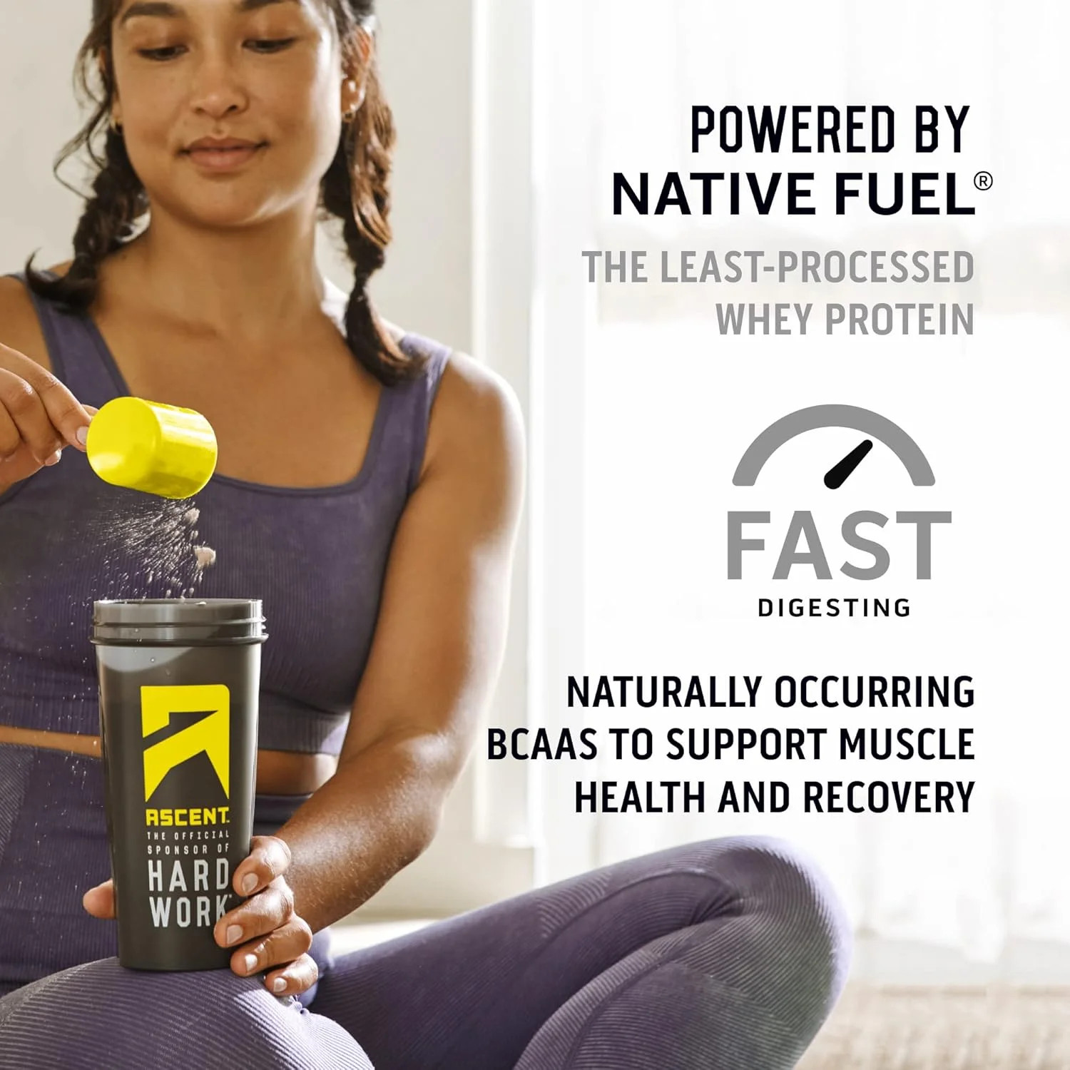 Ascent Native Whey Protein Powder Blend, Vanilla Bean, 1 Lb