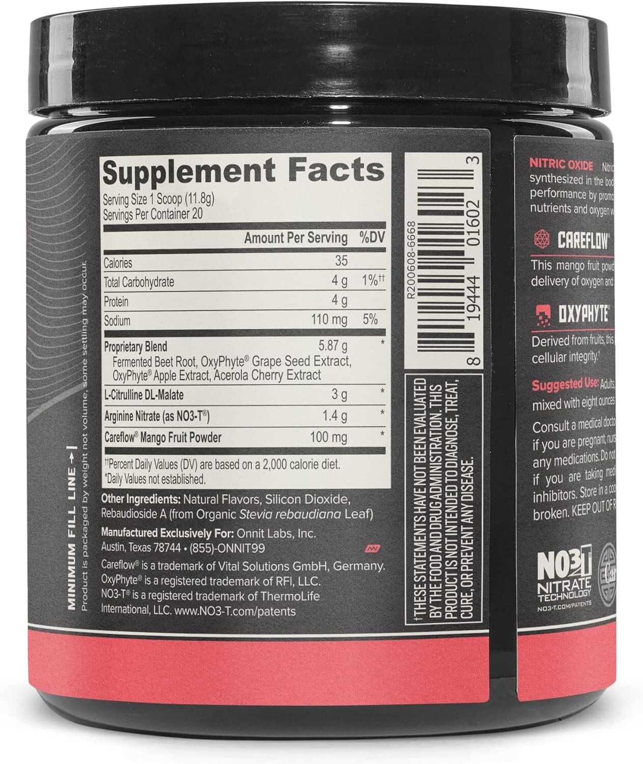 Total Nitric Oxide – Caffeine Free Pre Workout Powder w/Beet Root, L Arginine…