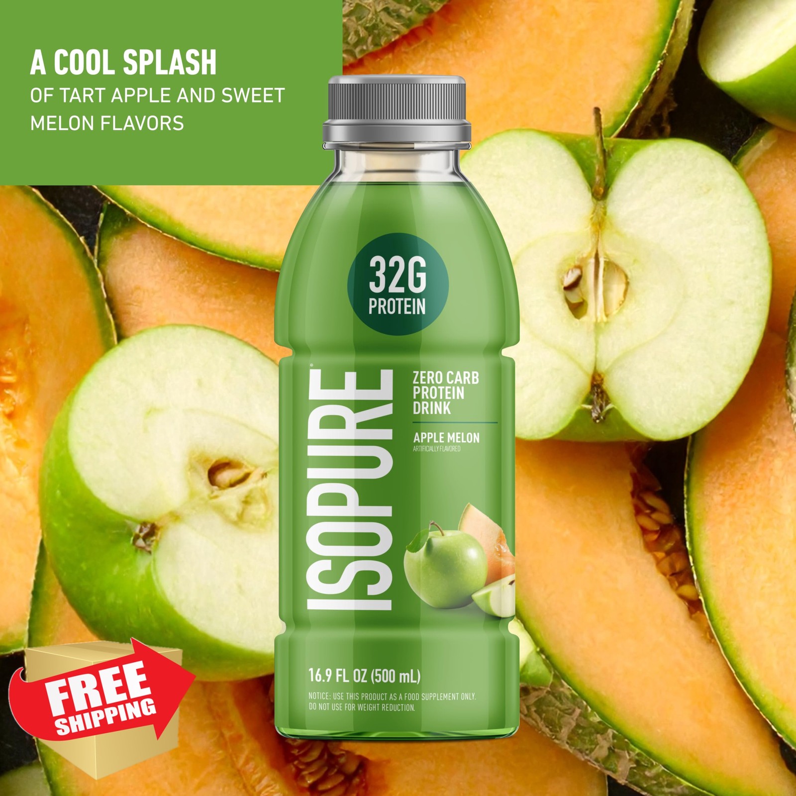 Isopure Zero Carb 32g Clear Protein Apple Melon 12 Pack RTD