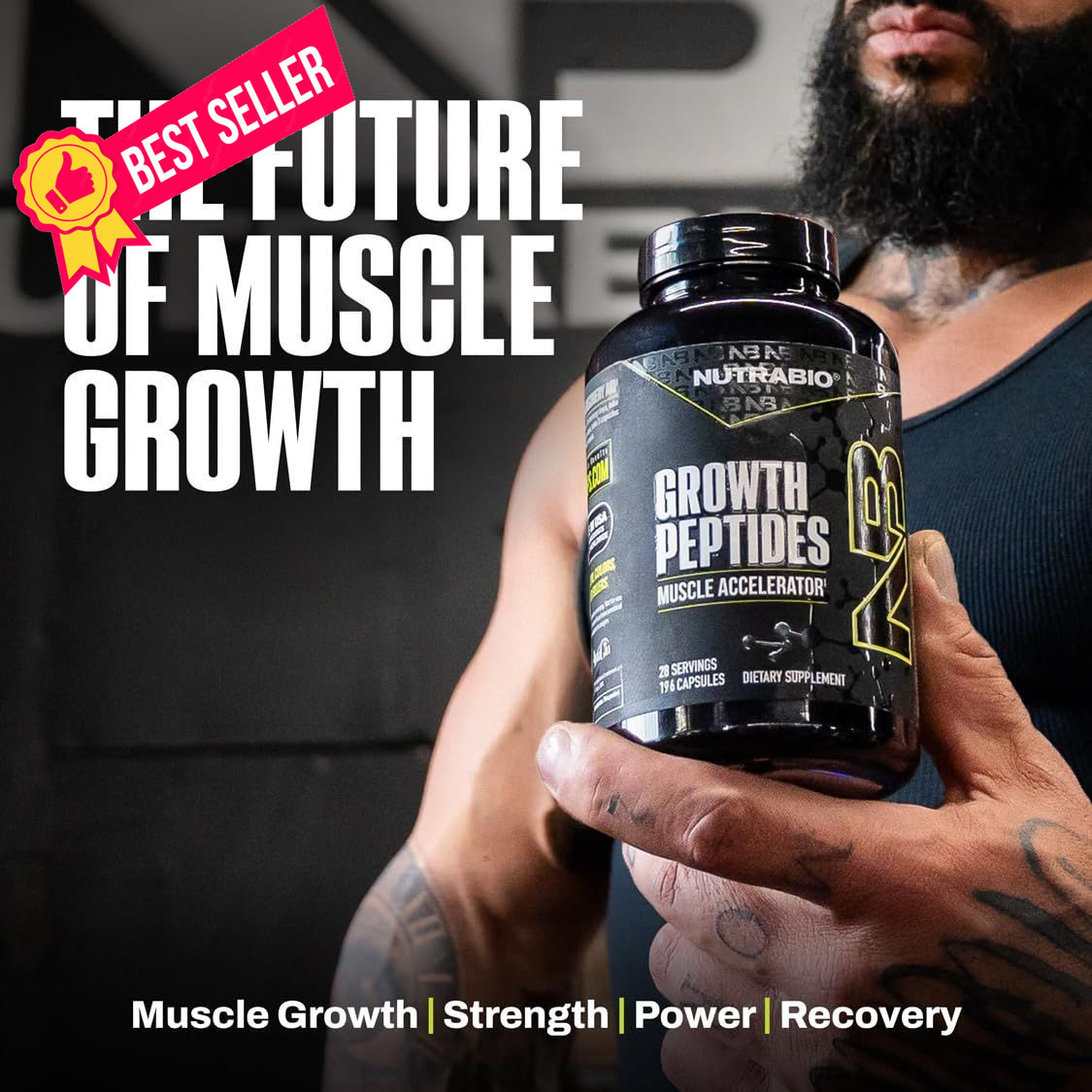 NutraBio Growth Peptides |Muscle Accelerator 196 Count (Pack of 1), No Color