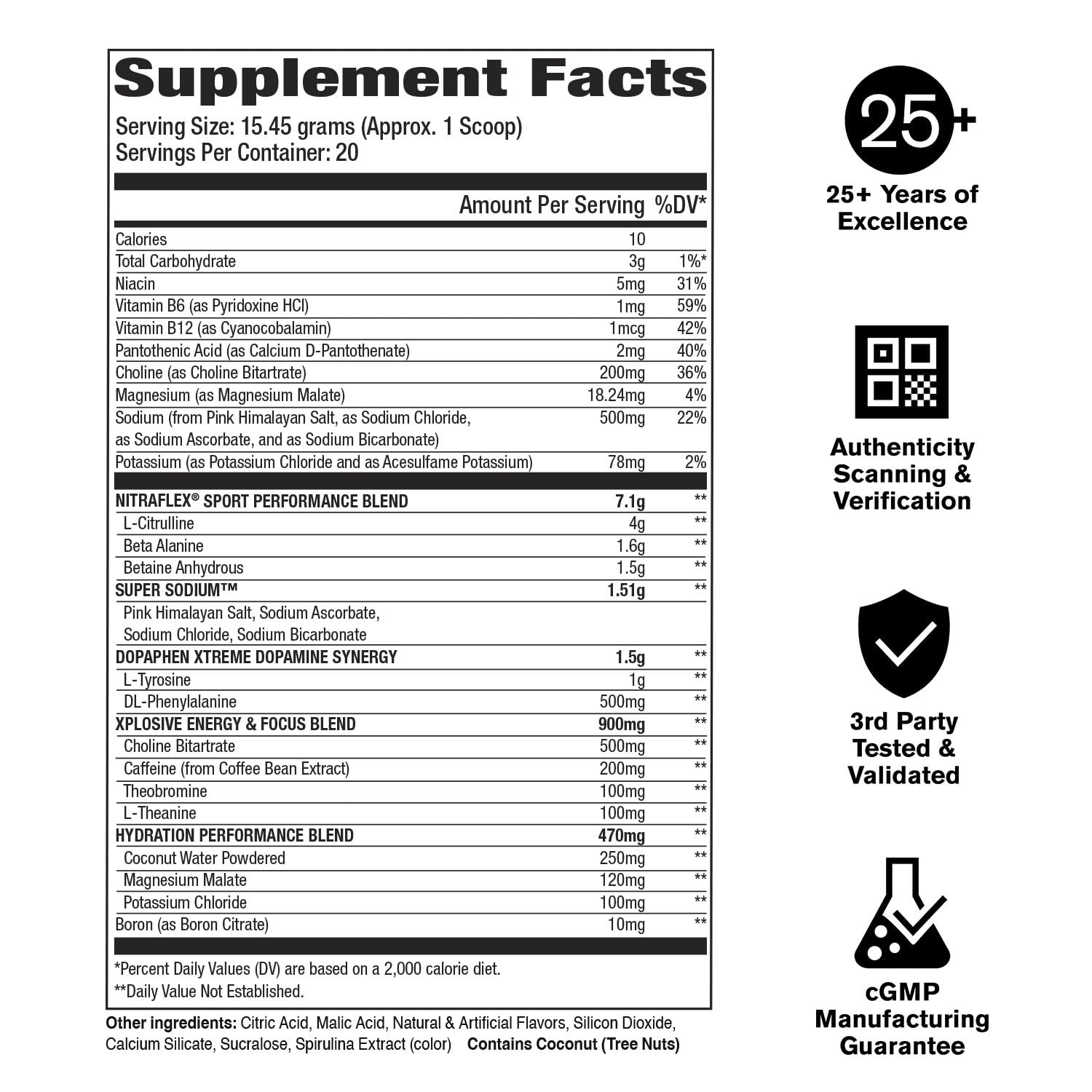 Nitraflex Sport Pre-Workout Powder 20 Servings Blue Raspberry Blast-EXP:07/2027