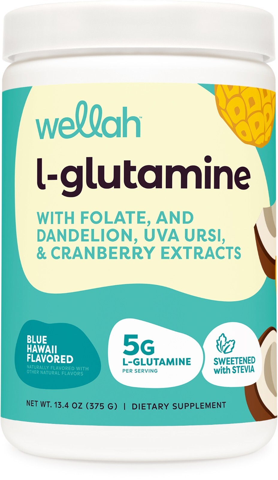 Wellah L-Glutamine Blue Hawaii Powder (50 Servings) – 5g L-Glutamine Per Serving