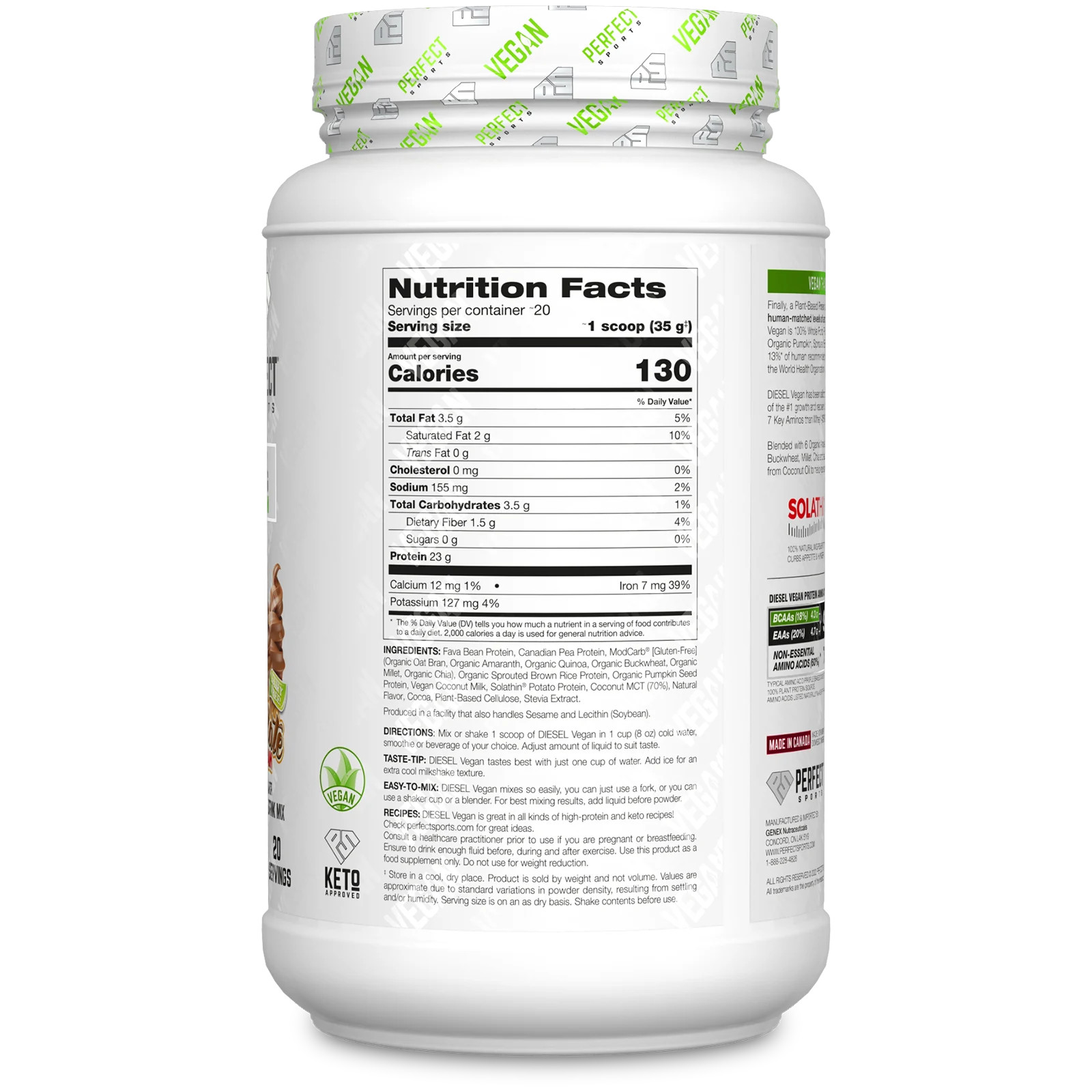 Vegan Diesel, 100% Plant-Based Protein Blend, Chocolate Ice Dream, 1.5 lb (700