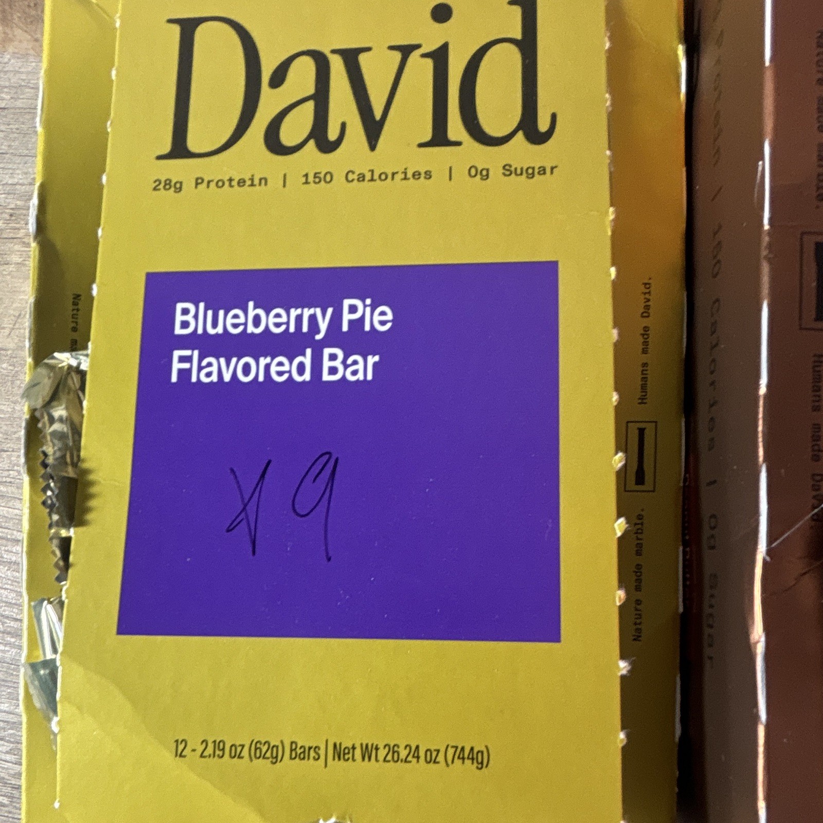 David Protein Bars Variety Pack Blueberry Pie & PB Choc Crunch 12 Ct GF SF