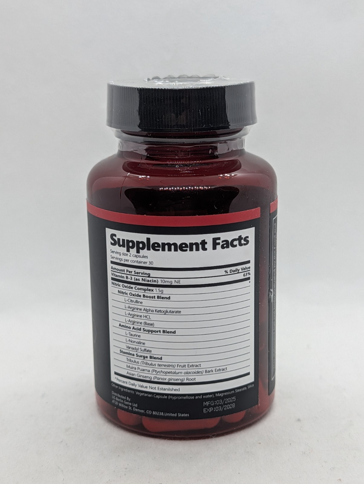 Nitric Oxide Natural Booster Supplement L-Arginine, L-Citrulline 1500mg 60ct New