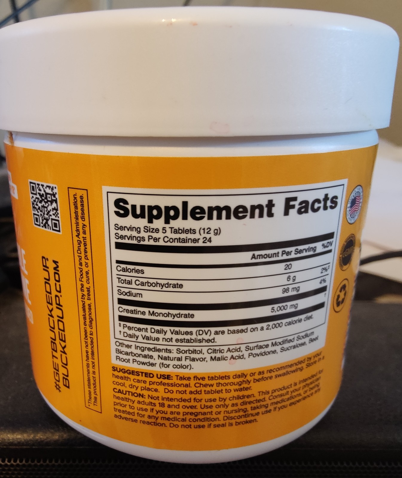 NEW BUCKED UP Creatine Candy 120 Chewable Tablets. Micronized. Tropical Blast !