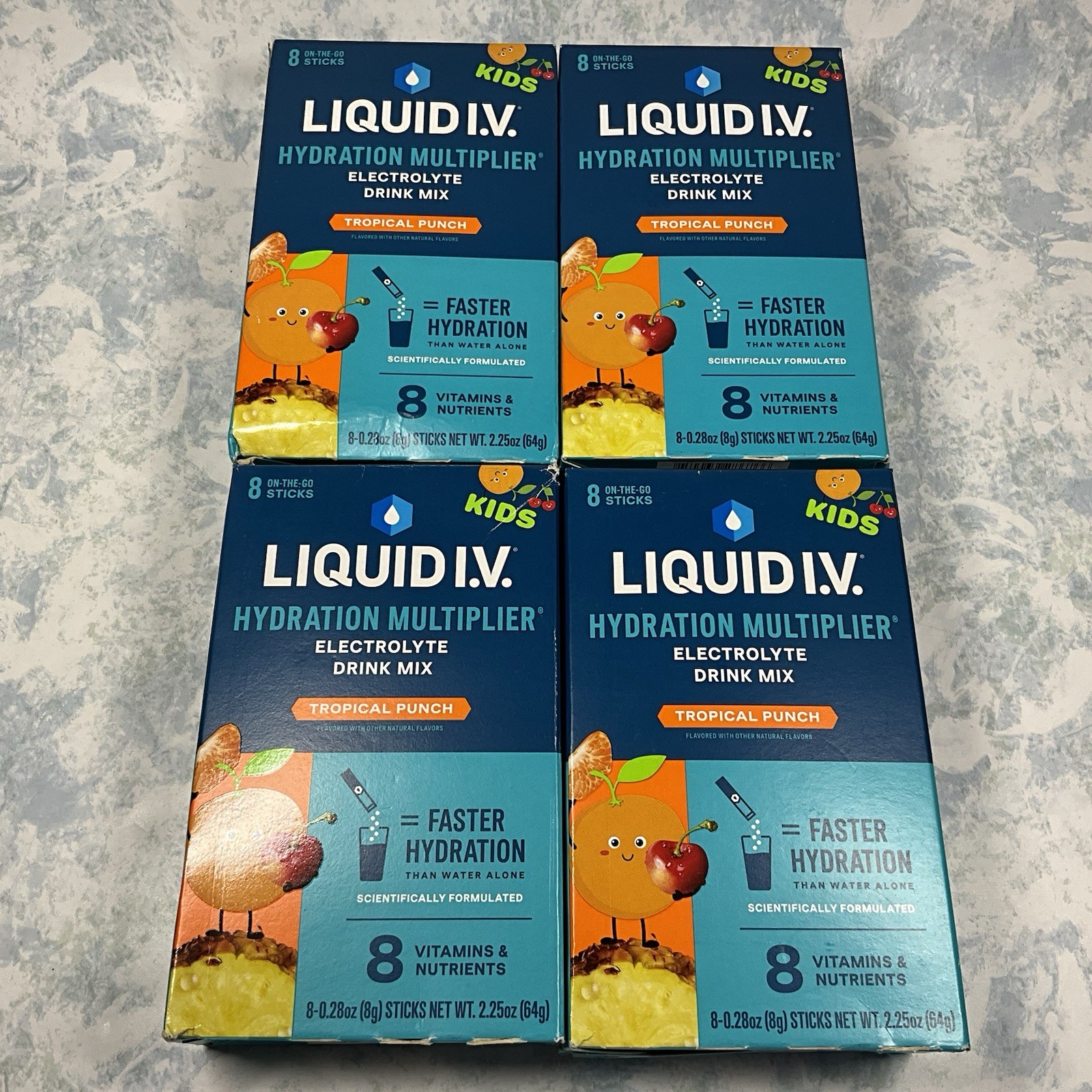 Liquid I.V. Kids Hydration Multiplier Electrolyte Drink Mix 8 Ct – Lot of 4