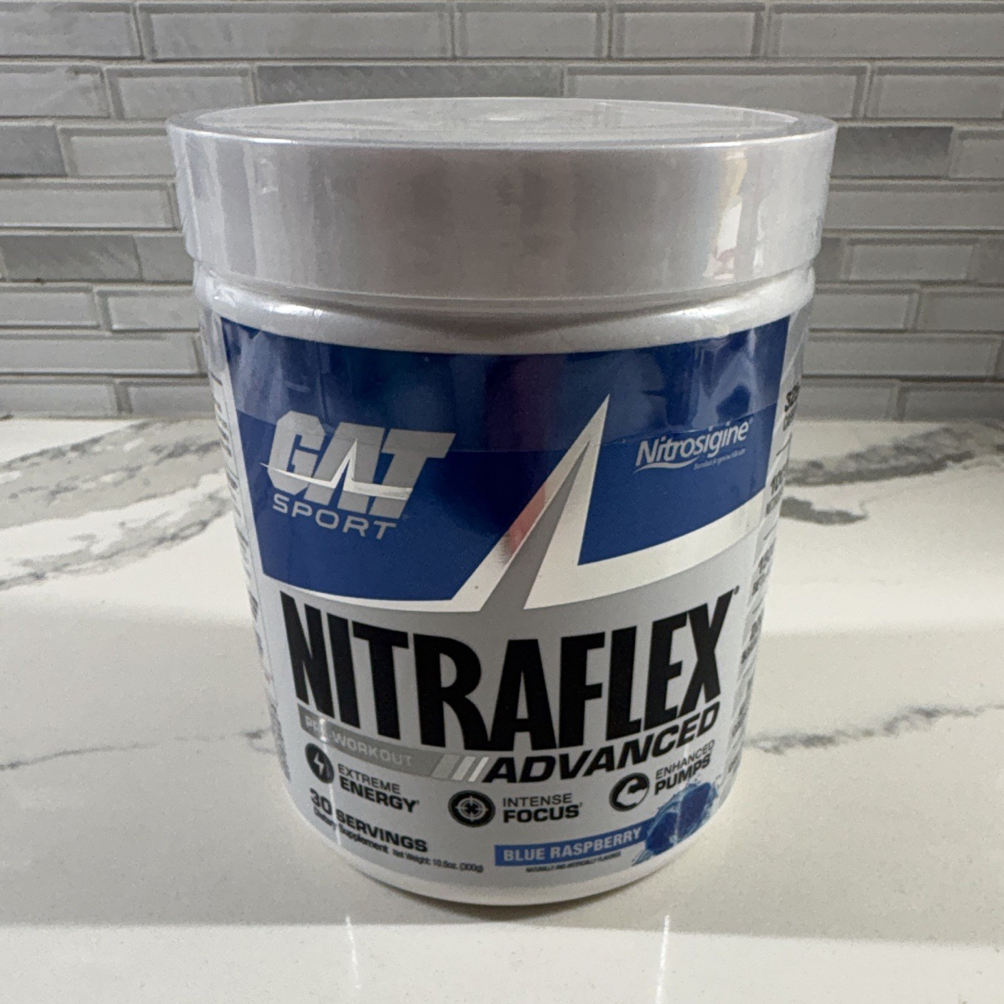 New*GAT Sport Nitraflex Advanced Pre-Workout Powder, Blue Raspberry, 30 Servings