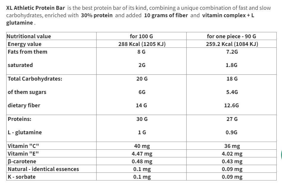 ATHLETIC XL PROTEIN BAR 90g – Box of 8 Bars Chocolate